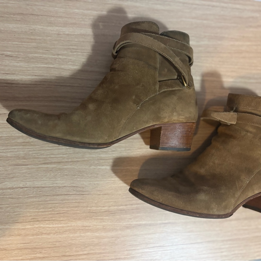 Saint Laurent Tan Suede Ankle Boots